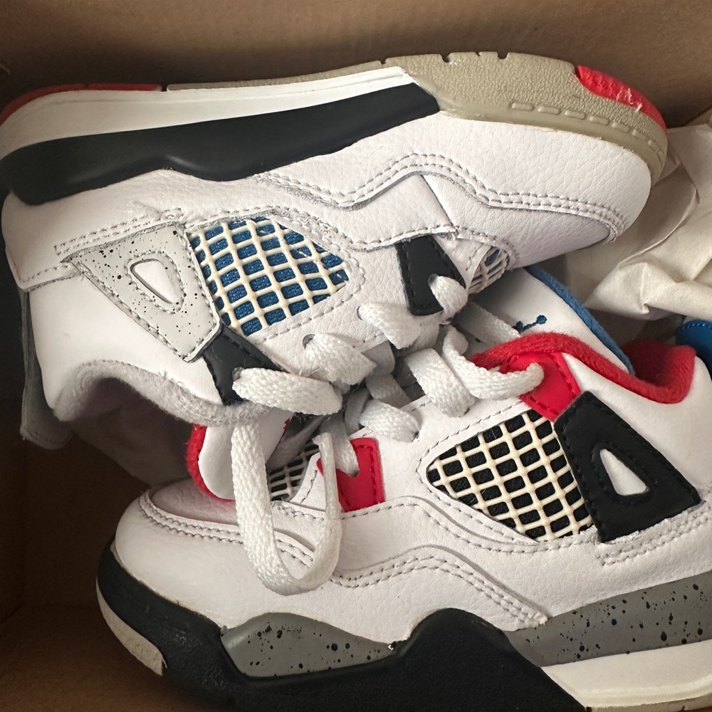 Jordan 4 Retro TD White and Blue with Red Accents